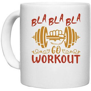 UDNAG White Ceramic Coffee / Tea Mug 'Gym | Bla Bla Bla' Perfect for Gifting [330ml]
