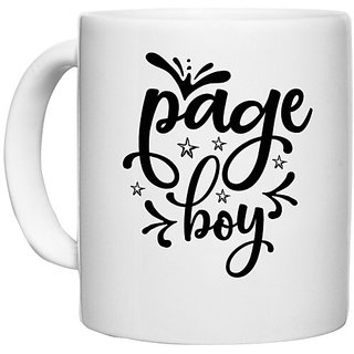 UDNAG White Ceramic Coffee / Tea Mug 'Boy | Page boy' Perfect for Gifting [330ml]