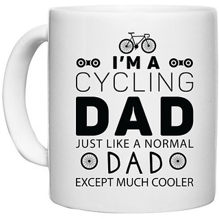 UDNAG White Ceramic Coffee / Tea Mug 'Father | I'm A Cycling Dad' Perfect for Gifting [330ml]