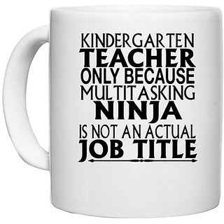 UDNAG White Ceramic Coffee / Tea Mug 'Teacher | intargarten teacher' Perfect for Gifting [330ml]