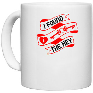 UDNAG White Ceramic Coffee / Tea Mug 'Couple | i found the key' Perfect for Gifting [330ml]