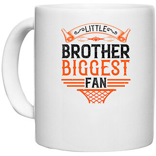 UDNAG White Ceramic Coffee / Tea Mug 'Brother | Little brother, biggest fan' Perfect for Gifting [330ml]