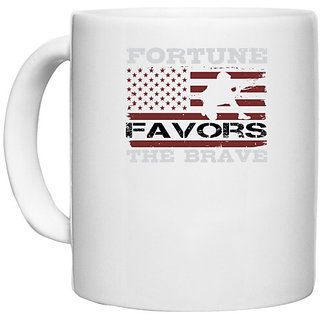 UDNAG White Ceramic Coffee / Tea Mug 'Military | Fortune favors the brave' Perfect for Gifting [330ml]
