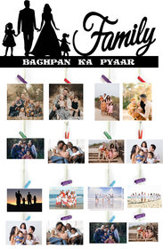 Khush Its Amazing  Wood Family Bachapan Ka Pyar Picture Photo Frame for Wall Decor Photos Artworks Prints Multi Pictures