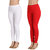 Pranjal Prime Stretch Fit Super Soft Women/Girl's Churidar Length Leggings, Pack of 2, White and Red