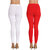 Pranjal Prime Stretch Fit Super Soft Women/Girl's Churidar Length Leggings, Pack of 2, White and Red
