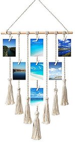 Khush Its Amazing Hanging Photo Display 7 Line Rope Macrame Wall Hanging Picturesr Home Decor Chic Ornament Gift for Apa