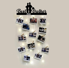 Khush Its Amazing Wooden Hanging Best Ever Brother With LED Light Photo Display Picture Frame Collage Picture Display Or