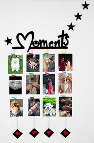 Khush Its Amazing Wooden Hanging Moments 4 Star With Squre Heart Hanging Up Down Photo Display Picture Frame Collage Pic
