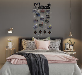 Khush Its Amazing Wooden Hanging Moments With Squre Heart Hanging Up Down LED Light Photo Display Picture Frame Display