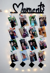 Khush Its Amazing Wooden Hanging Moments With Squre LED Light Photo Display Picture Frame Collage Picture Display Organi