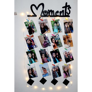 Khush Its Amazing Wooden Hanging Moments With Squre LED Light Photo Display Picture Frame Collage Picture Display Organi