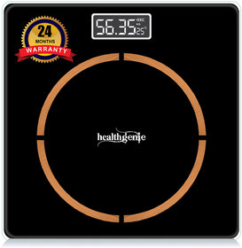 Healthgenie Digital Weight Machine Thick Tempered Glass LCD Display With 2 Years Warranty Weighing Scale  (Black)