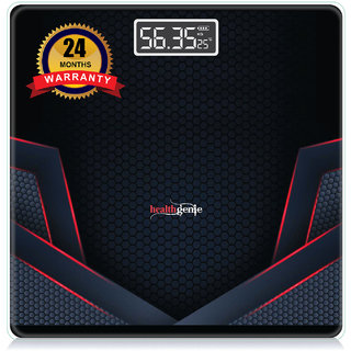 Healthgenie Digital Weight Machine Thick Tempered Glass LCD Display With 2 Years Warranty Weighing Scale  (Sporty Red)