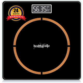 Healthgenie Digital Weight Machine Thick Tempered Glass LCD Display With 2 Years Warranty Weighing Scale  (Black)