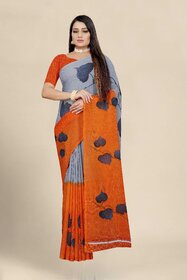 SVB Saree Orange Georgette Printed Saree With Blouse
