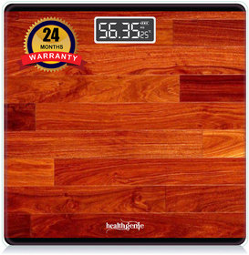 Healthgenie Digital Weight Machine Thick Tempered Glass LCD Display With 2 Years Warranty Weighing Scale  (Red Wood)