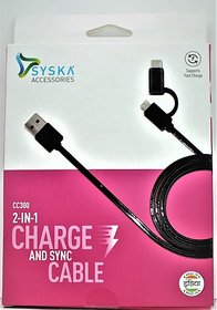 Syska CC300 1.5 m USB Type C Cable (Compatible with ALL SMART PHONE, Black).