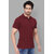2DUDES Men's Maroon Cotton Solid Slim Fit Polo T-shirt