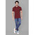 2DUDES Men's Maroon Cotton Solid Slim Fit Polo T-shirt