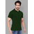 2DUDES Men's Dark Green Cotton Solid Slim Fit Polo T-shirt
