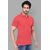 2DUDES Men's Pink Cotton Solid Slim Fit Polo T-shirt