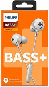 PHILIPS SHE4305WT/27 Bass+ Earphone with Mic Headphone Wired Headset (White, In the Ear).