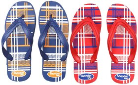 FOMO Men's Rubberized EVA Anti Skid Red Flip-Flops and House Slippers (Pack of 2)