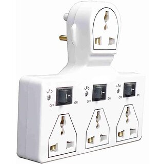 Multi Plug 3+1 Universal Socket Adaptor with Led Indicator Individual Switch, 6 Amp Extension Cord Board