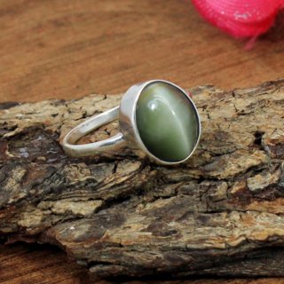 CERTIFIED GEMSTONE ring  Cat's Eye  Silver Ring