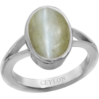 Certified  Natural Cat's Eye Gemstone  Silver Adjustable Ring