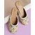 Kiana Women's Embroidered Off White Canvas Slip on Bellies