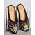 Kiana Women's Embroidered Black Canvas Slip on Closed Toe Bellies