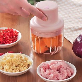 Right traders Electric Mini Garlic Chopper  Portable Cordless with USB Charging  450 Watts  250 ml