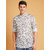 2DUDES BY RDG Men's Printed White Poly Linen Slim Fit Banded Collar Casual Kurta Shirt