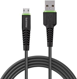PHILIPS DLC1530U 5 A 1.2 m Rubber Micro USB Cable (Compatible with Micro USB Port, Black, One Cable).