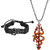 M Men Style Large Om Trishul damaru Om   Grey  Leather Zinc Jwellery Set For Men And Women