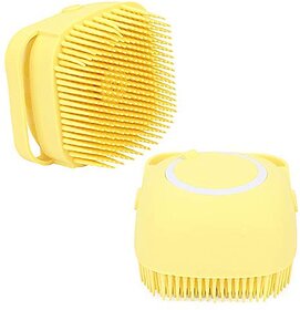 Blossom Soft Cleaning Bath Body Brush, Baby Bath Brush, Silicone with Shampoo Dispenser, Yellow
