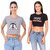 Printed Combo of 2 Crop TOPS of 170 GSM with Bio-Wash 100 Cotton Fabric Tshirts