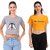 Printed Combo of 2 Crop TOPS of 170 GSM with Bio-Wash 100 Cotton Fabric Tshirts