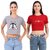 Printed Combo of 2 Crop TOPS of 170 GSM with Bio-Wash 100 Cotton Fabric Tshirts