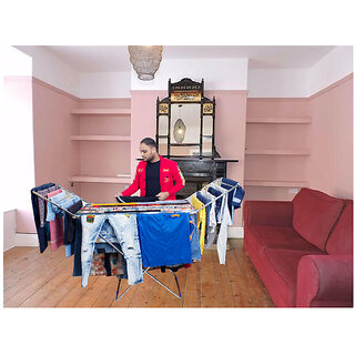 UNIZONE Steel, Plastic, Aluminium Floor Cloth Dryer Stand 12 Month Warranty Standing Cloth Dryer