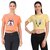 Printed Combo of 2 Crop TOPS of 170 GSM with Bio-Wash 100 Cotton Fabric Tshirts
