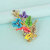 Brass Goldplated Flower design Colourful  Sareepin Dupatta Pin Brooch unisex