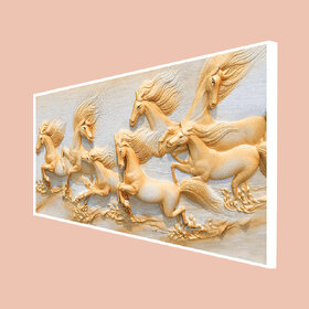 Seven Horses Running Canvas Floating Frame Wall Painting