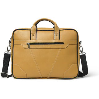 MATRICE laptop cum messenger bag with Yellow faux vegan leather(NE-S-0801-Yellow)