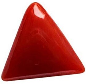 Parushi Gems 9 Ratti Created Munga Triangle Shaped Faceted Gemstone Red Coral Original Certified Gemstone For Unisex