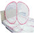 Baby Mosquito Net Polyester Foldable for Baby White Color and Pink Border