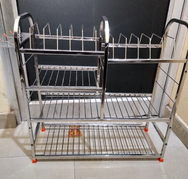 Buy WINSTAR Stainless Steel 4 Shelf Wall Mount Kitchen Racks Dish Rack ...