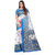 SVB Saree White  & Light Blue Art Silk Printed Saree